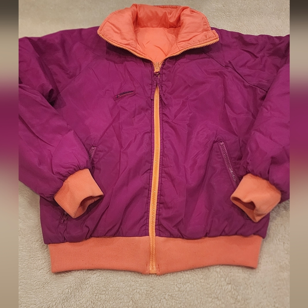 Columbia Vintage Reversible Pink And Orange Puffer Jacket